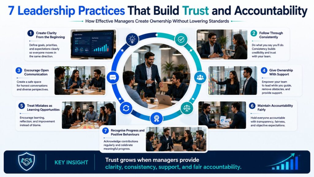 Seven leadership actions that create trust, accountability, ownership, and high-performing teams.